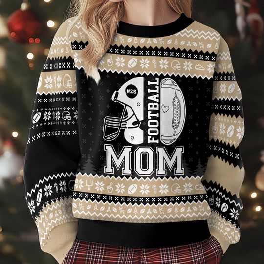 Custom Football Mom Ugly Xmas Sweater, Tis The Season Football Christmas Sweatshirt, Game Day - Image 11