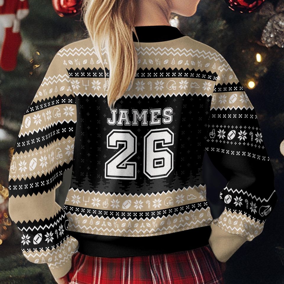 Custom Football Mom Ugly Xmas Sweater, Tis The Season Football Christmas Sweatshirt, Game Day - Image 5