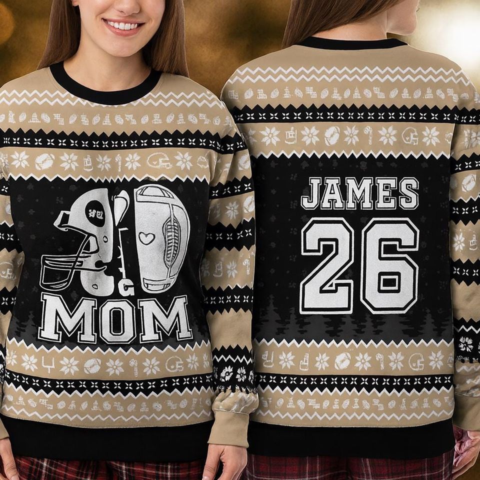 Custom Football Mom Ugly Xmas Sweater, Tis The Season Football Christmas Sweatshirt, Game Day - Image 6