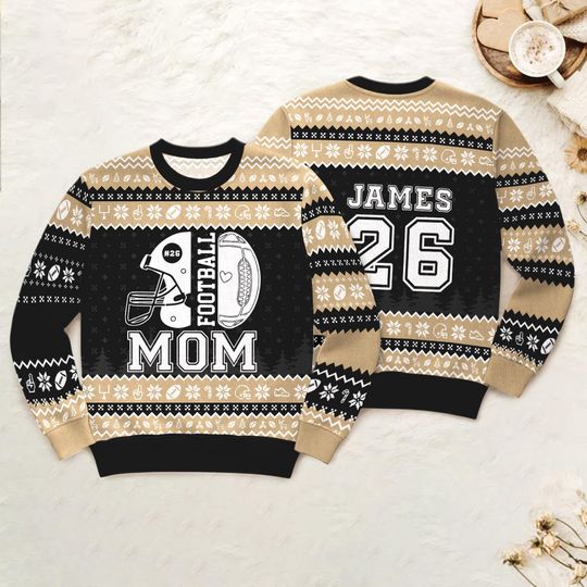 Custom Football Mom Ugly Xmas Sweater, Tis The Season Football Christmas Sweatshirt, Game Day - Image 14