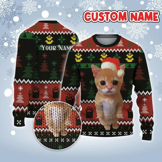 Custom Funny Christmas Holiday El Gato Meme Ugly Sweater TKA81, Meme Cat Xmas Ugly Sweater - Image 6