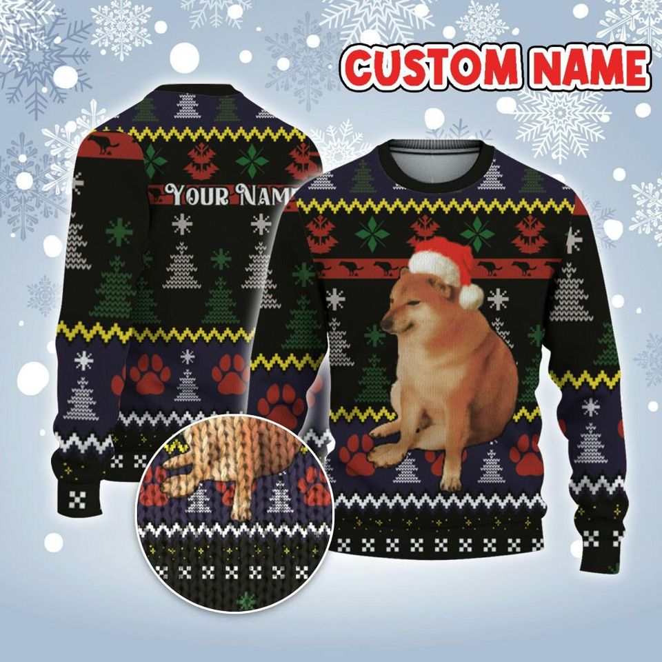 Custom Funny Christmas Holiday Sad Loser Dog Meme Ugly Sweater