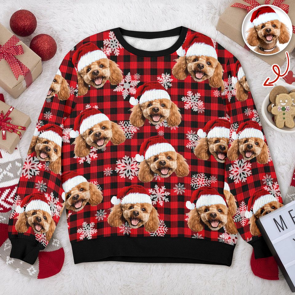 Custom Funny Dog Face Ugly Sweater Christmas Gift