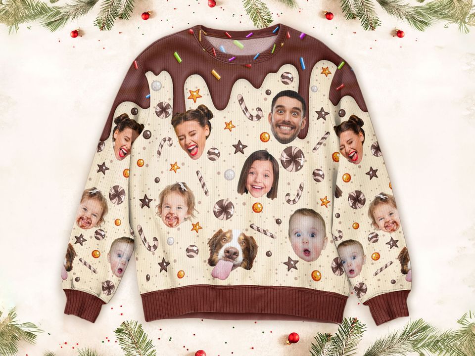 Custom Funny Face Christmas Melting, Personalized Funny Photo Ugly Sweater