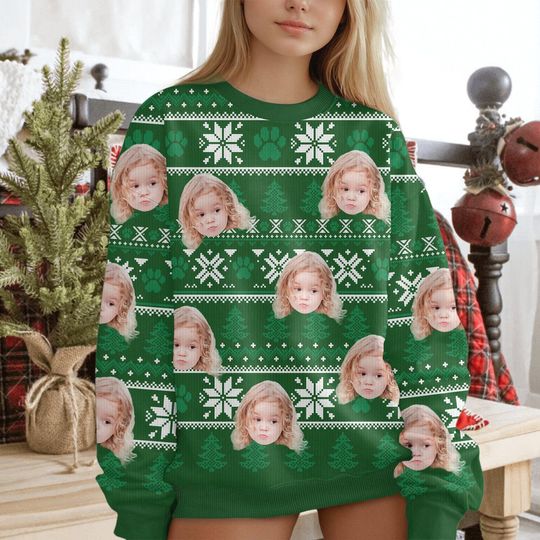 Custom Funny Face May Your Christmas Be Hairy And Bright Ugly Sweater For Family, Bestie - Image 4