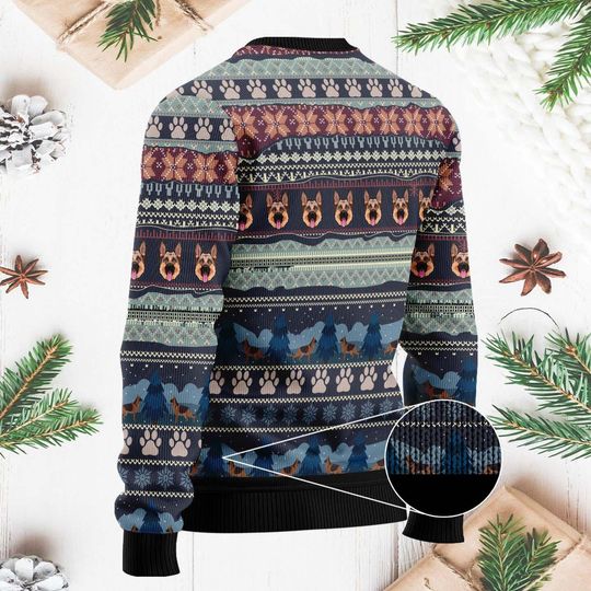 Custom German Shepherd Christmas Sweater, Dog Photo Ugly Sweater - Image 14
