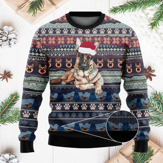 Custom German Shepherd Christmas Sweater, Dog Photo Ugly Sweater - Image 13