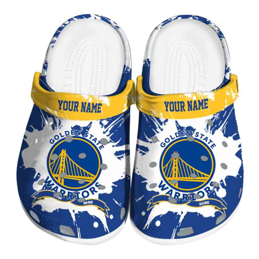 Custom Golden State Warriors Splatter Pattern ClogTVC1801917