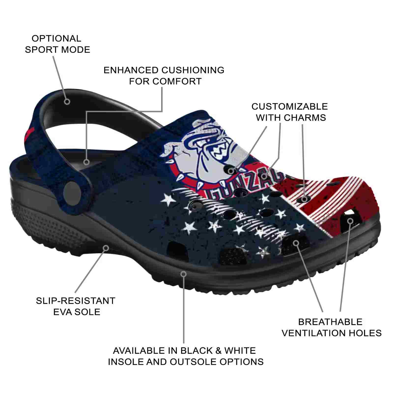 Custom Gonzaga Bulldogs Star-Spangled Side Pattern ClogTVC1801720 - Image 5