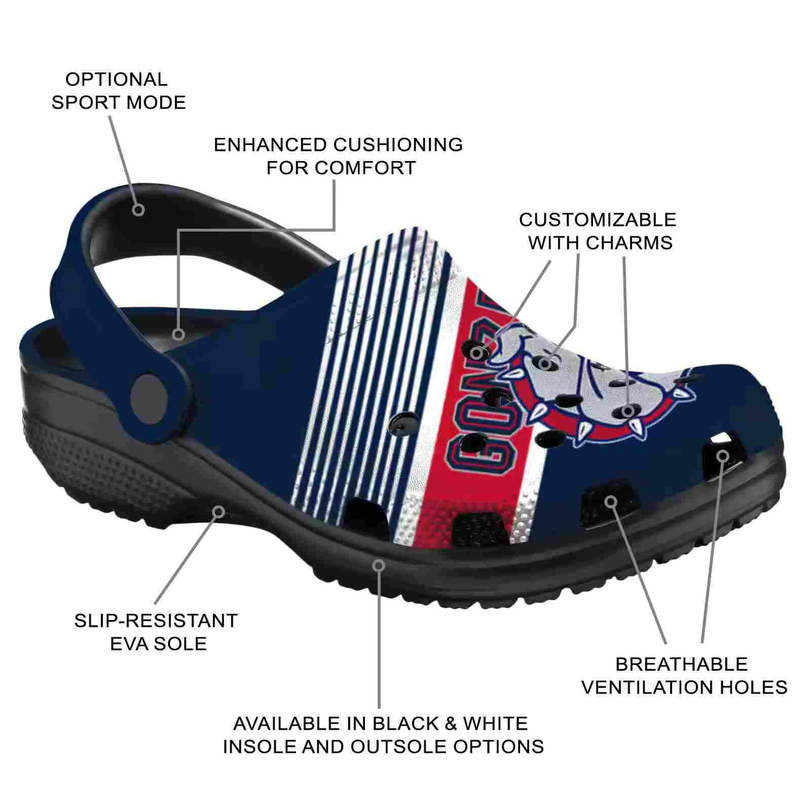 Custom Gonzaga Bulldogs Vibrant Dual-Tone ClogTVC1801781 - Image 5