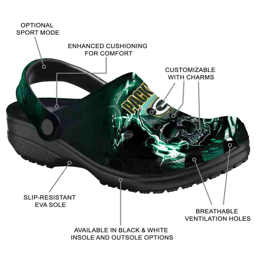 Custom Green Bay Packers Gothic Skull ClogTVC1801141 - Image 5