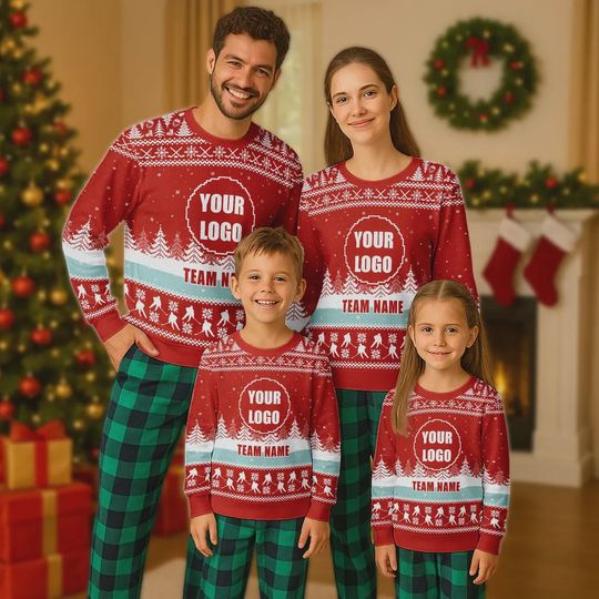 Custom Hockey Logo Xmas Ugly Sweater, Sports Team Xmas Ugly Sweater, Custom Logo Christmas Ugly - Image 13