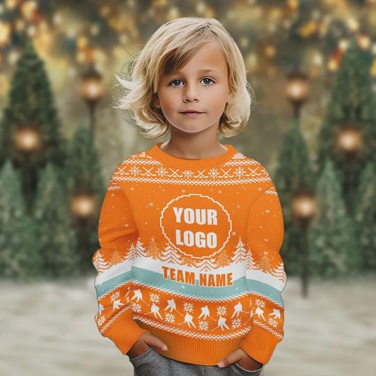 Custom Hockey Logo Xmas Ugly Sweater, Sports Team Xmas Ugly Sweater, Custom Logo Christmas Ugly - Image 15
