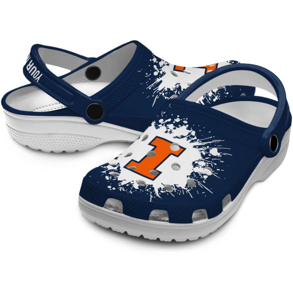 Custom Illinois Fighting Illini Splatter Background ClogTVC1801997 - Image 3