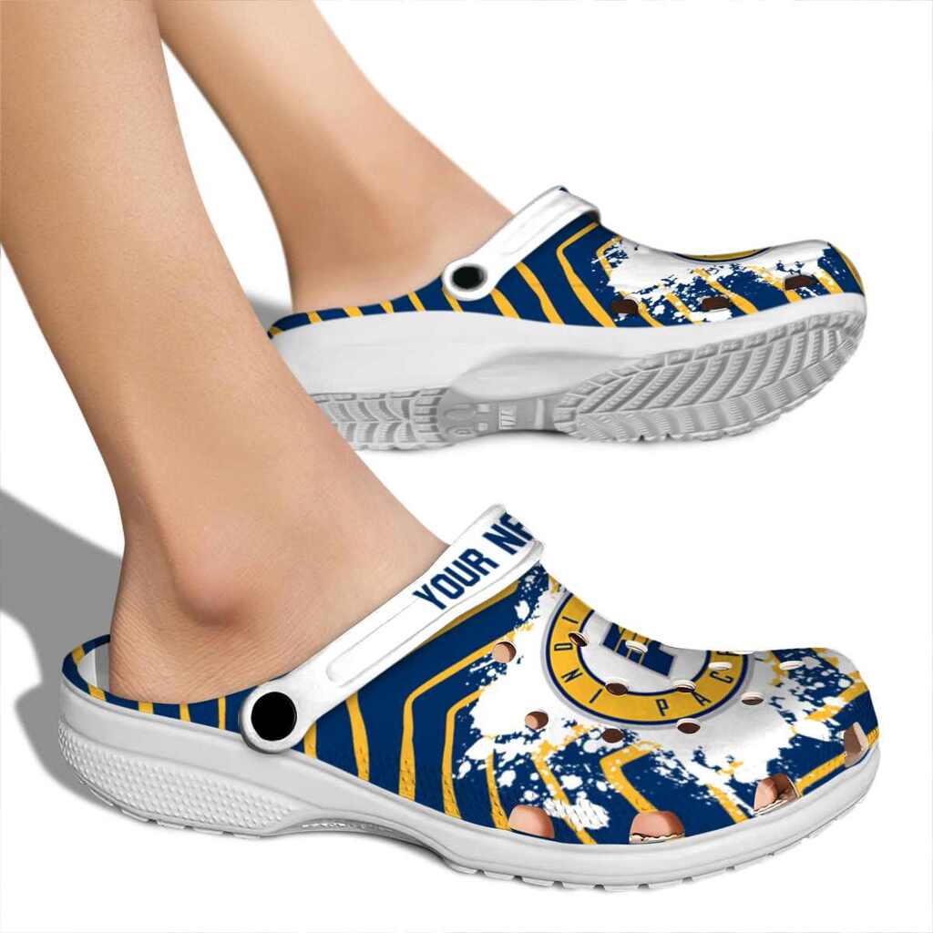 Custom Indiana Pacers Zigzag Paint Burst ClogTVC1801707 - Image 2