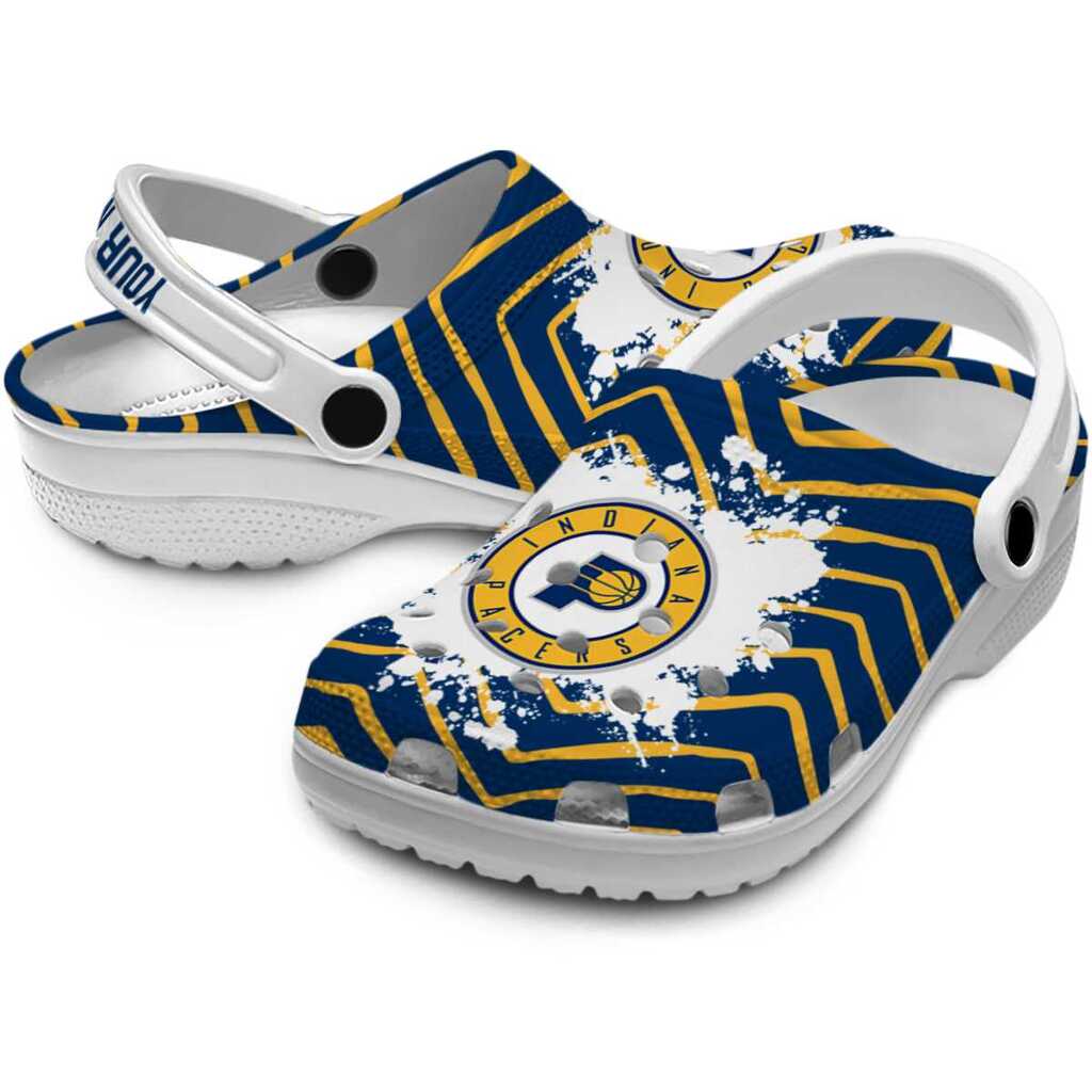 Custom Indiana Pacers Zigzag Paint Burst ClogTVC1801707 - Image 3