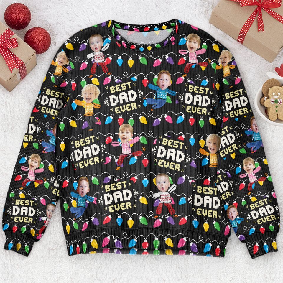 Custom Kid Face - Christmas Time - Personalized Photo Ugly Sweatshirt