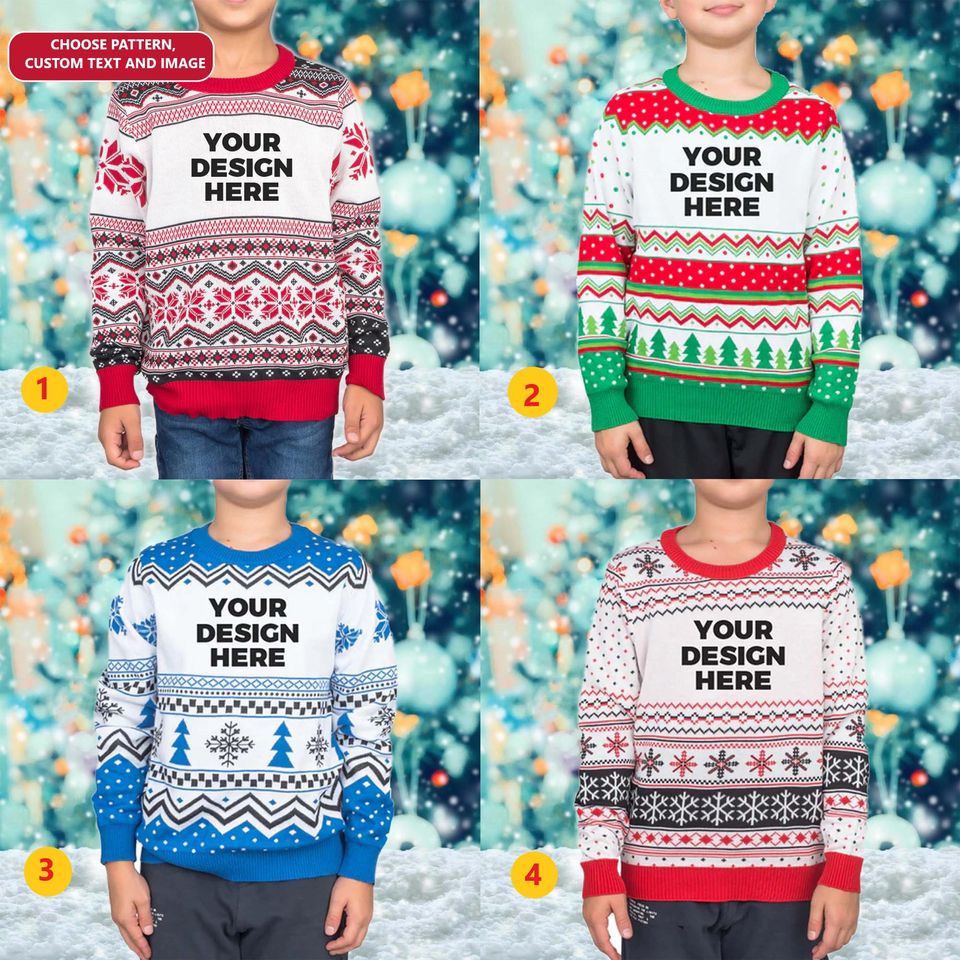 Custom Logo 3D Ugly Christmas Sweater, Insert Your Design Xmas Sweatshirt, Personalized