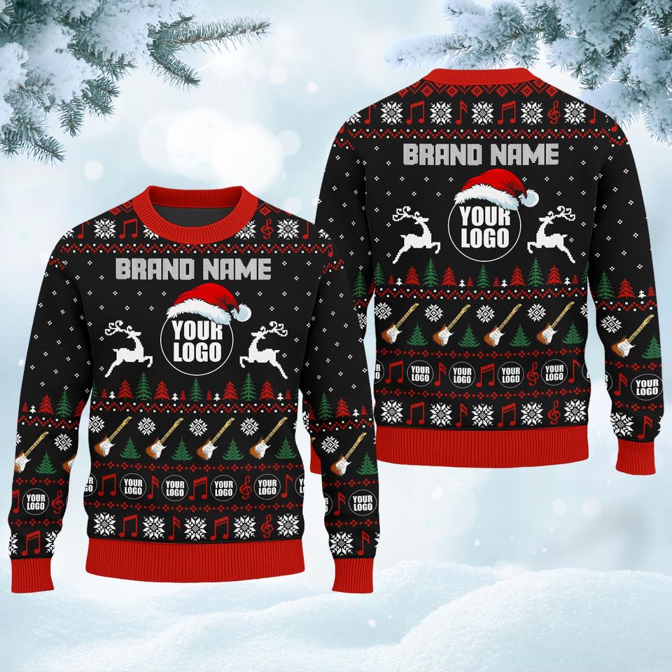 Custom Logo Christmas Ugly Sweater, Personalized Brand Name Logo Sweater