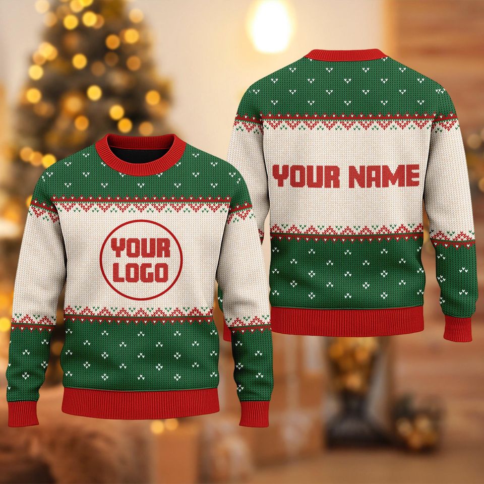 Custom Logo Christmas Ugly Sweater, Personalized Your Photo Ugly Sweater