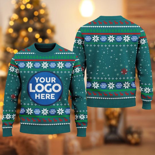 Custom Logo Company Ugly Christmas Sweater, Custom Name Xmas Sweatshirt - Image 11