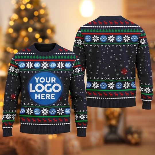 Custom Logo Company Ugly Christmas Sweater, Custom Name Xmas Sweatshirt - Image 13