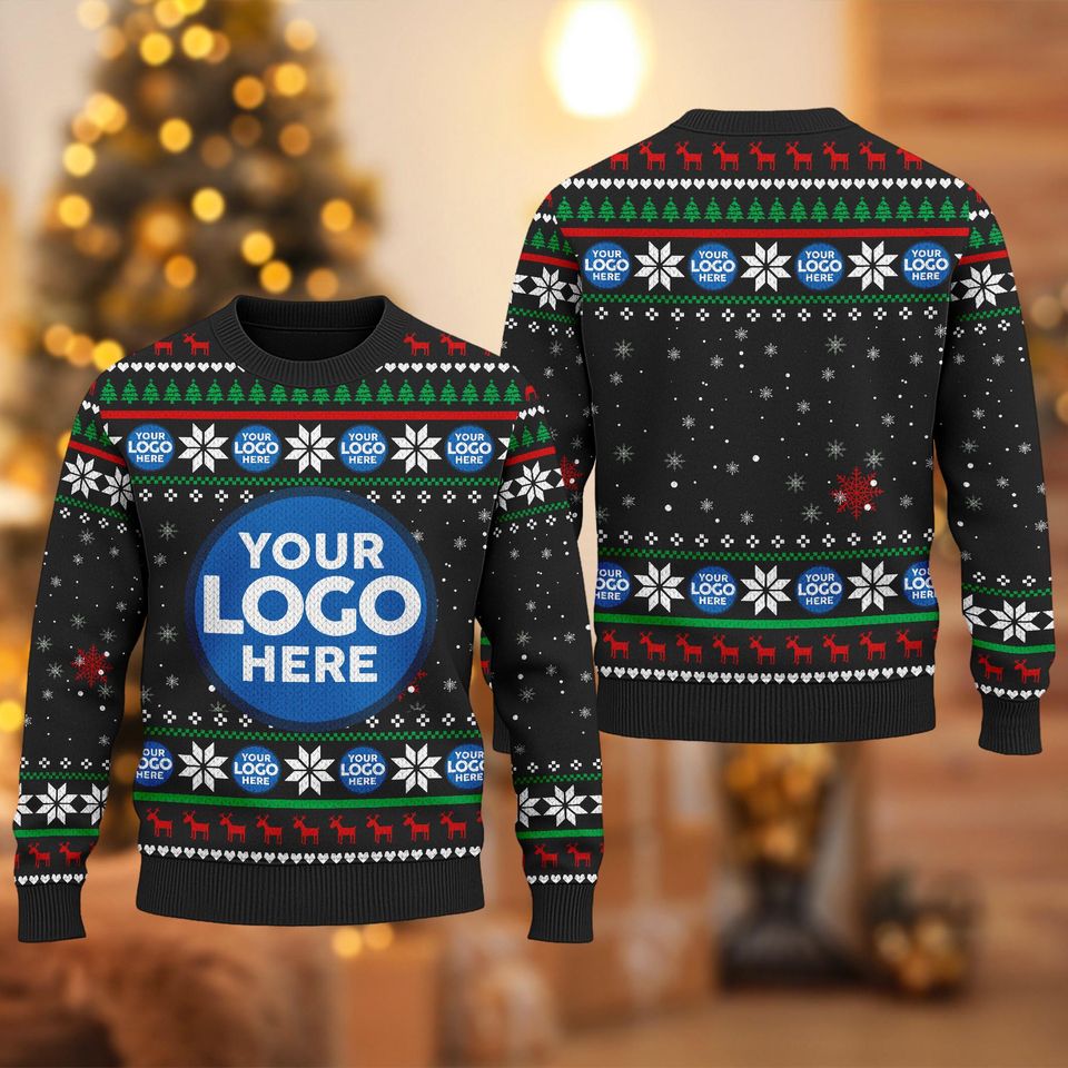 Custom Logo Company Ugly Christmas Sweater, Custom Name Xmas Sweatshirt - Image 6