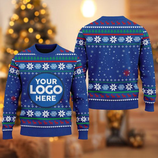 Custom Logo Company Ugly Christmas Sweater, Custom Name Xmas Sweatshirt - Image 14