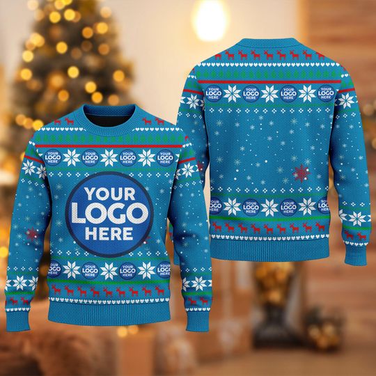 Custom Logo Company Ugly Christmas Sweater, Custom Name Xmas Sweatshirt - Image 16