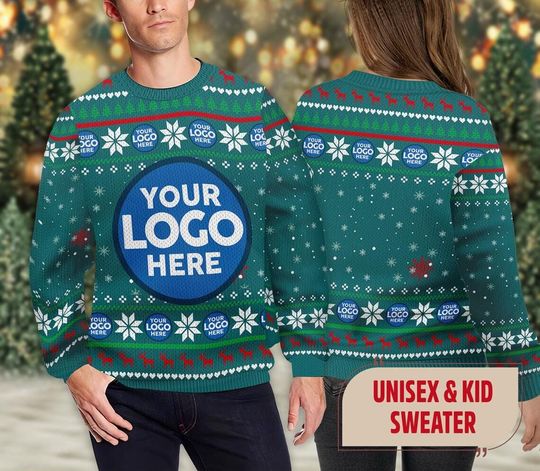 Custom Logo Company Ugly Christmas Sweater, Custom Name Xmas Sweatshirt, Personalized Ugly Sweater 2025, - Image 7