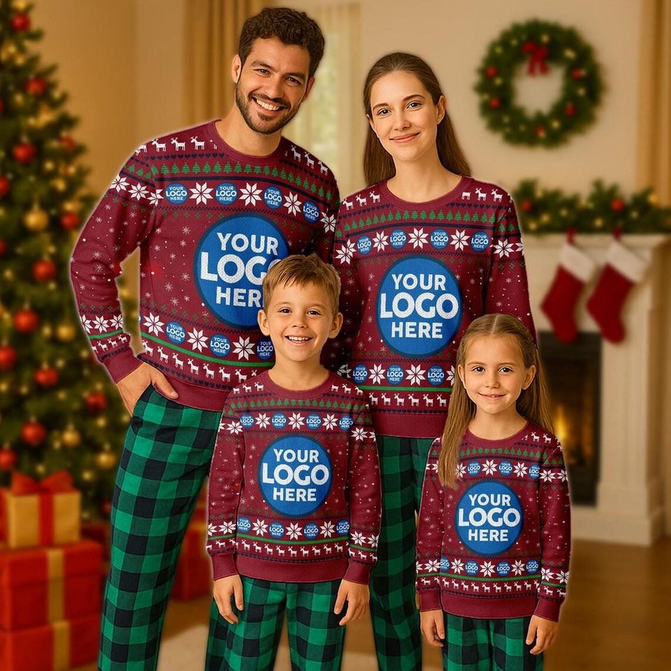 Custom Logo Company Ugly Christmas Sweater, Custom Name Xmas Sweatshirt, Personalized Ugly Sweater 2025, - Image 4