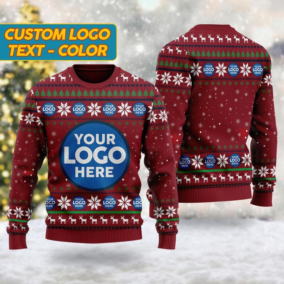 Custom Logo Company Ugly Christmas Sweater, Custom Xmas Sweatshirt