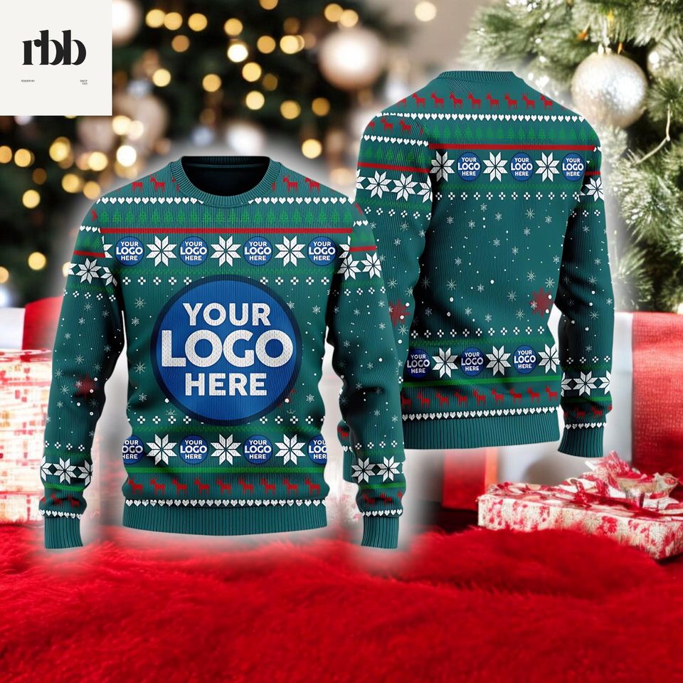 Custom Logo Company Ugly Christmas Sweater, Personalized Business Holiday Sweatshirt, Custom Name Xmas Jumper, Team Gift Party Outfit - Image 3