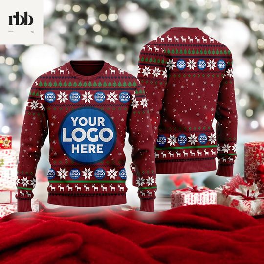 Custom Logo Company Ugly Christmas Sweater, Personalized Business Holiday Sweatshirt, Custom Name Xmas Jumper, Team Gift Party Outfit - Image 10