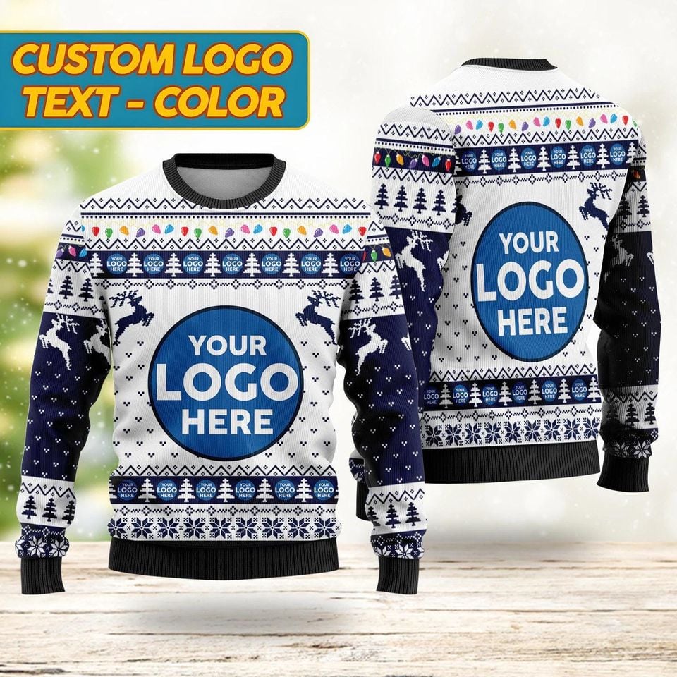 Custom Logo Company Ugly Sweater, Personalized Company Logo Ugly Christmas Sweater