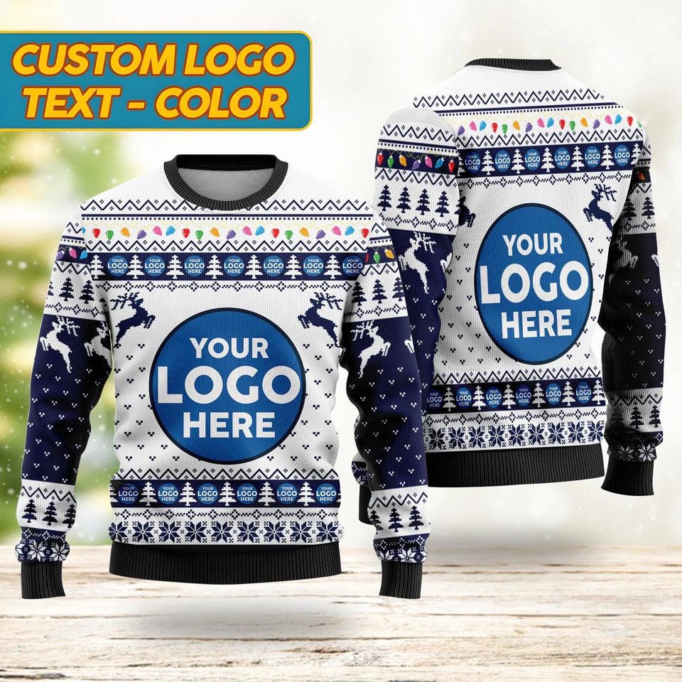 Custom Logo Company Ugly Sweater, Personalized Company Logo Ugly Christmas Sweater - Image 2