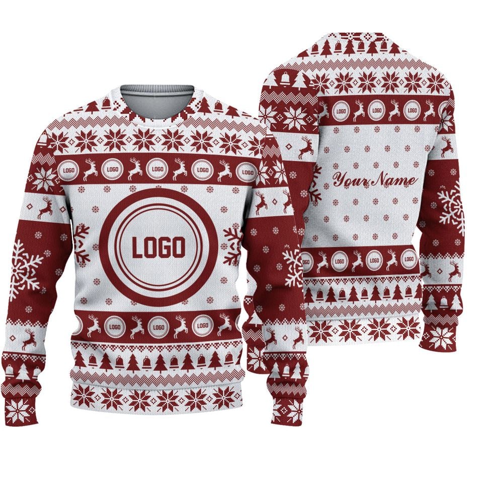 Custom Logo Company Ugly Sweater, Personalized Custom Logo 3D Ugly Christmas Sweater