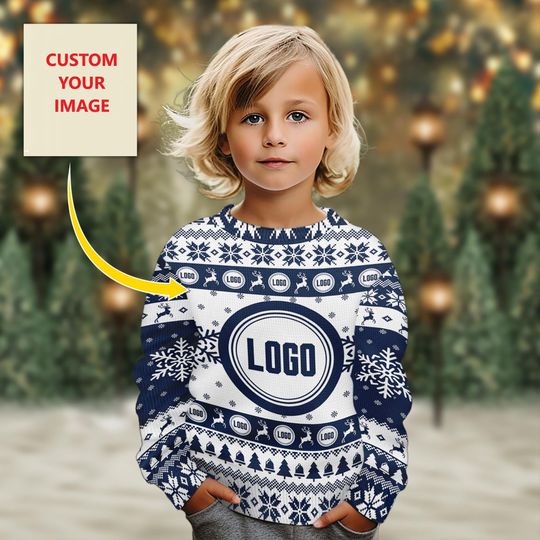 Custom Logo Company Ugly Sweater, Personalized Custom Logo 3D Ugly Christmas Sweater - Image 8