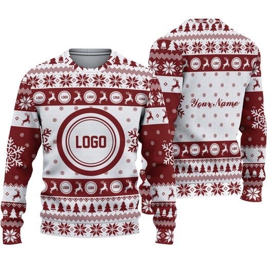 Custom Logo Company Ugly Sweater, Personalized Custom Logo 3D Ugly Christmas Sweater - Image 2