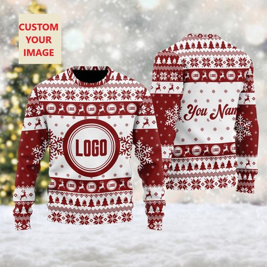 Custom Logo Company Ugly Sweater, Personalized Custom Logo 3D Ugly Christmas Sweater - Image 4