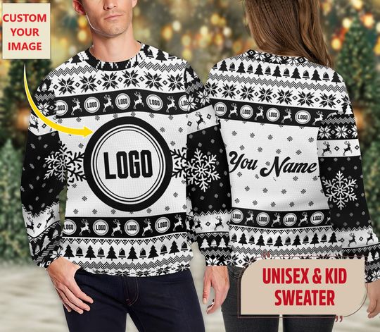Custom Logo Company Ugly Sweater, Personalized Custom Logo 3D Ugly Christmas Sweater - Image 6