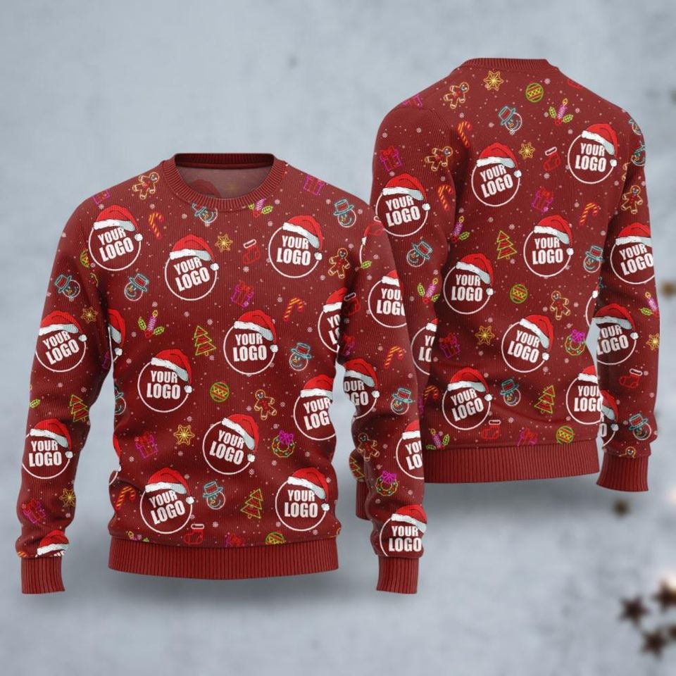 Custom Logo Holiday Cheer Ugly Christmas Sweater, Custom Company Logo
