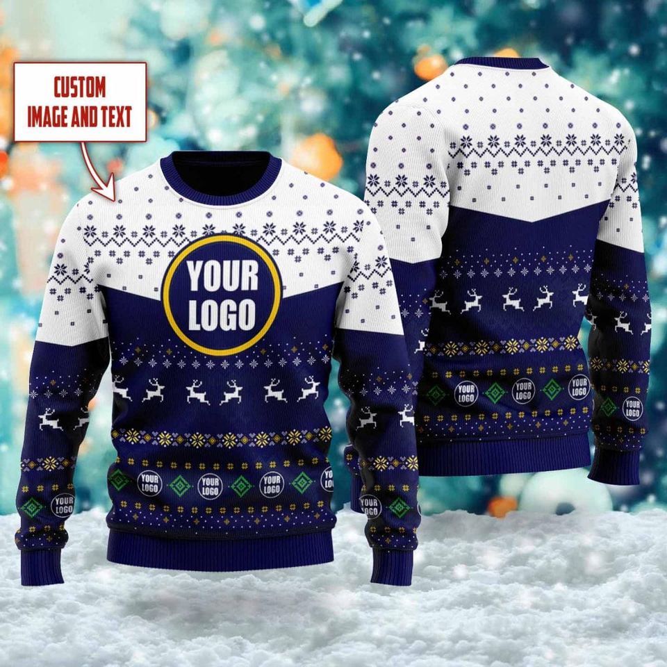 Custom Logo Ugly Christmas Sweater, Personalized Logo Team Xmas