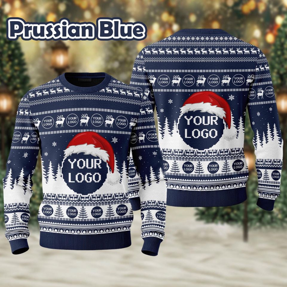 Custom Logo Ugly Sweater,Personalized Company Team Logo Christmas Gift