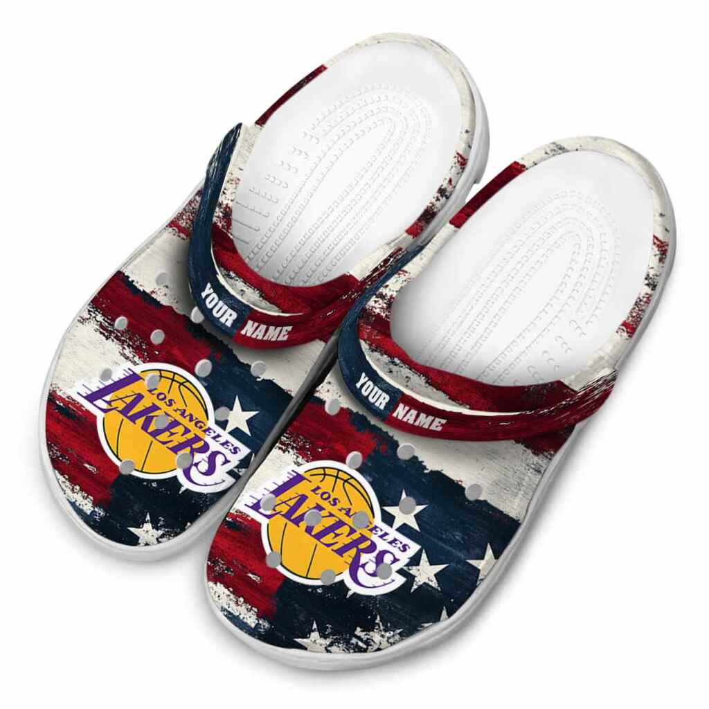 Custom Los Angeles Lakers Patriotic Stripes ClogTVC1801922 - Image 4