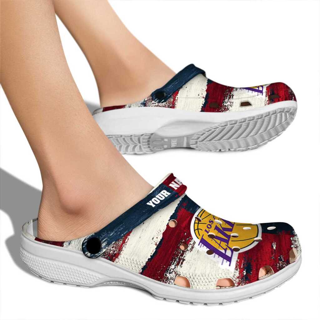 Custom Los Angeles Lakers Patriotic Stripes ClogTVC1801922 - Image 2
