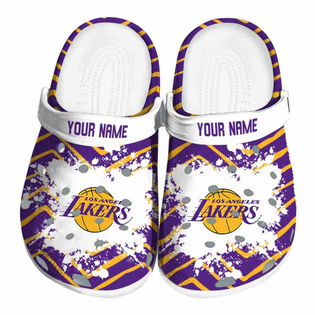Custom Los Angeles Lakers Zigzag Paint Burst ClogTVC1801921