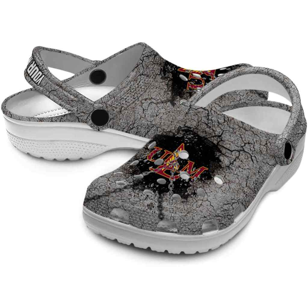 Custom Louisiana-Monroe Warhawks Cracked Ground Texture ClogTVC1801832 - Image 3