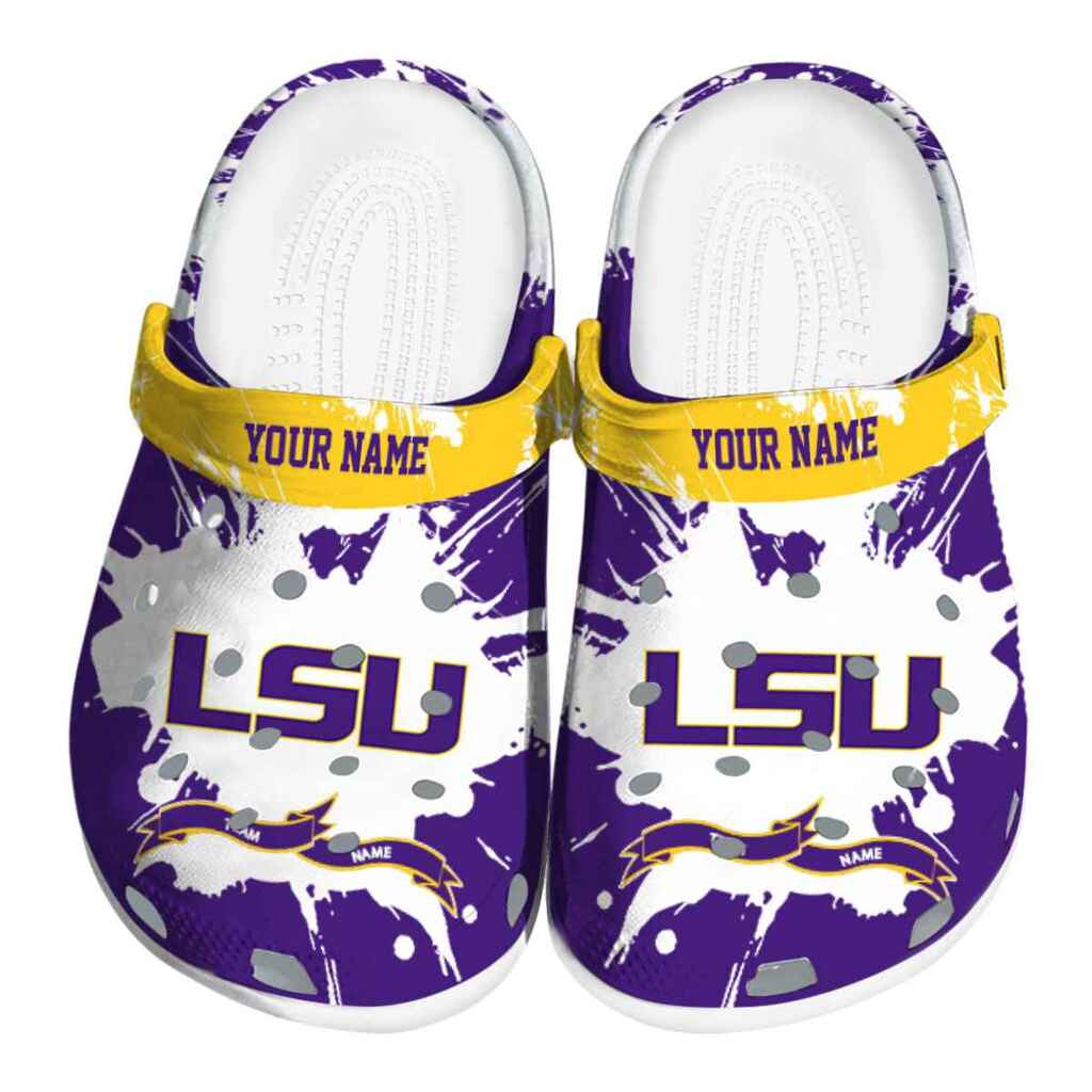 Custom LSU Tigers Splatter Pattern ClogTVC180120
