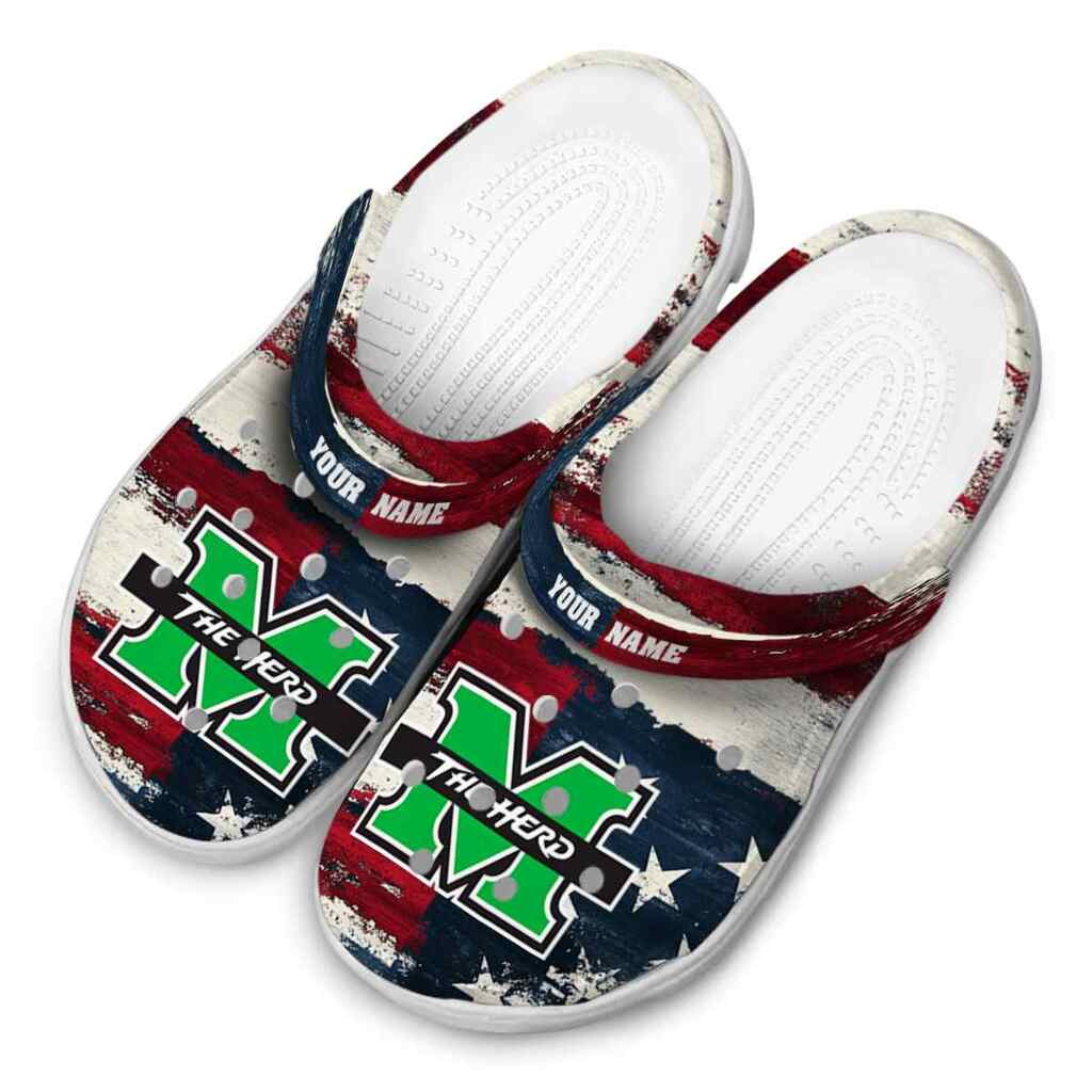 Custom Marshall Thundering Herd Patriotic Stripes ClogTVC1801822 - Image 4